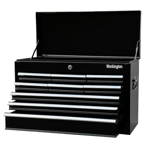 Workington Black 24" 9-Drawer Portable Metal Tool Chest Cabinet with Ball Bearing Slides