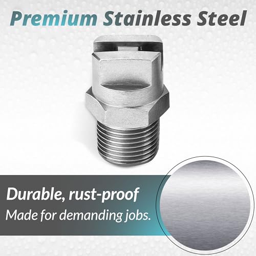 Flat Fan Spray Tip 11002 – 304 Stainless Steel Nozzle 1/8" Thread, 2 Pack