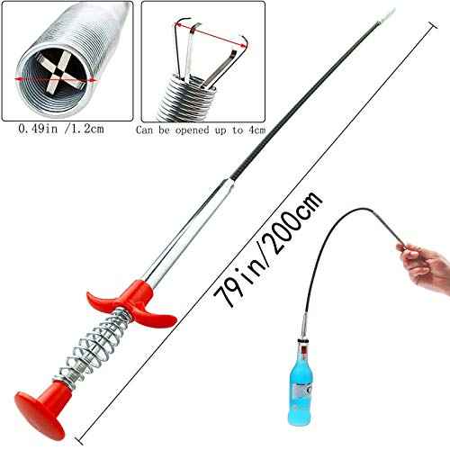 Drain Snake, Drain Clog Remover - Gutter Cleaning Tools Drain Cleaner for Toilet Sewer Shower Kitchen Bathroom Tub Clogged Drains Opener Cleaning Tool, Flexible Grabber Claw Pick Up Reacher (79 inch)