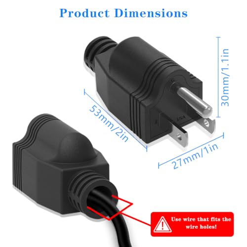 XGJUCE Black 4 Pack 3 Prong Power Plugs 125V 15A Replacement
