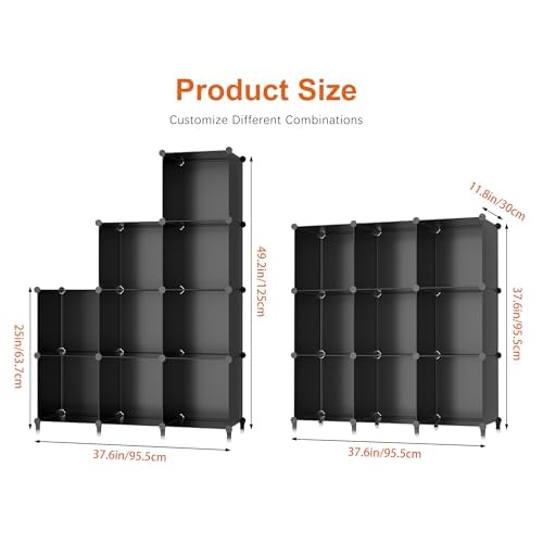 HOMIDEC Closet Organizers and Storage, 9 Cube Storage Organizer, Portable Closet Organizer Cubes Shelves for Clothes, Bedroom, Kids Room, Bathroom, Wardrobe, Garment Racks, Black