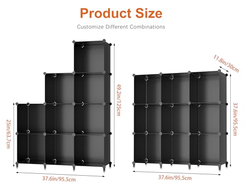 HOMIDEC Large Black 9-Cube Closet Organizer Storage Shelf - Sturdy & Space-Saving