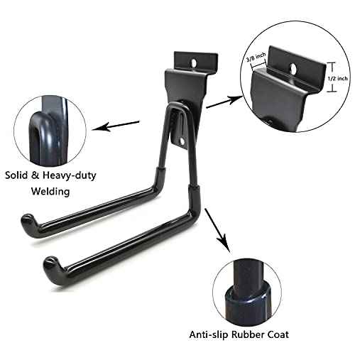 Slatwall Accessories, Black Slatwall Hooks, Garage Utility Hooks for Slatwall, 6 Pack Medium U Hook