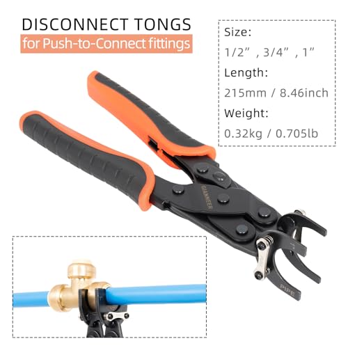 GIANNEER Improved Disconnect Tongs for PEX, Copper & CPVC Fittings - 3 Sizes in 1
