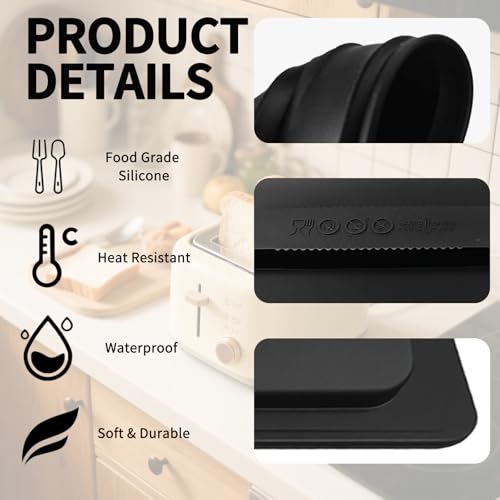 MCSDFN 2 Pack Silicone Toaster Covers 2-Slice Dust Locking Lids Black
