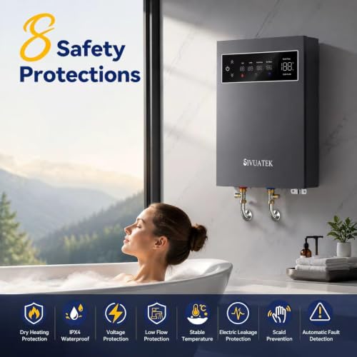 SIVUATEK TSB-140 14kW Electric Tankless Water Heater 240V for Sink & Shower, Gray