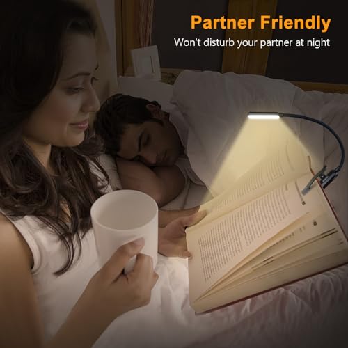 Gritin Rechargeable Book Light with 9 LED, Black, Reading Lamp, Dimmable & Portable