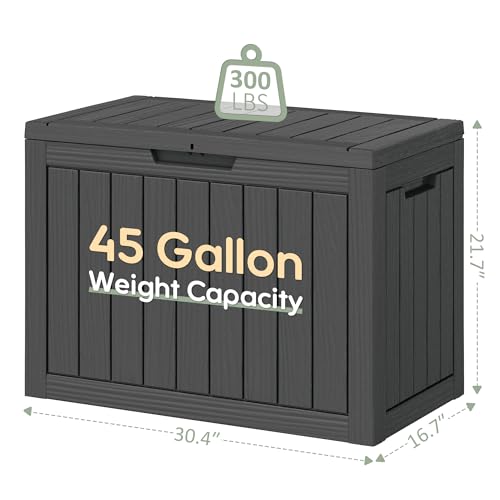 KAMABOKO 45 Gallon Waterproof Outdoor Storage Box with Lock, Black