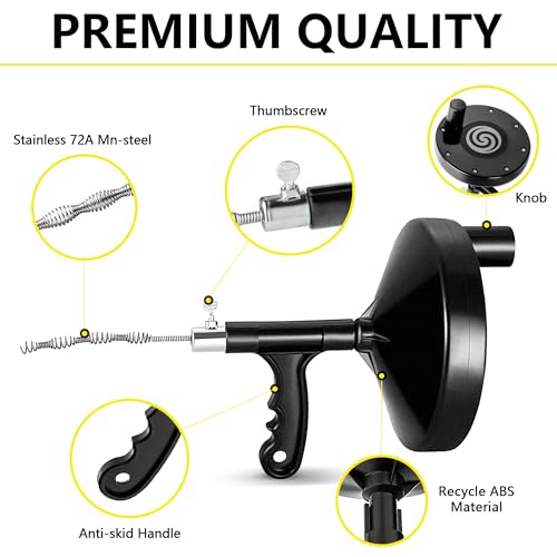 Drain Auger 25 Ft Heavy Duty Plumbing Snake with Gloves for Clogs