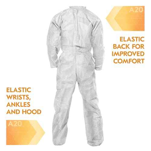 KLEENGUARD A20 Elastic Wrist and Ankle Coverall, Large, REFLEX Design, Zip Front