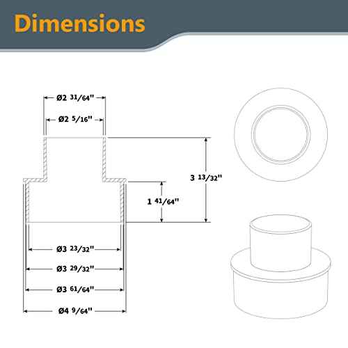 POWERTEC 70104 4 Inch to 2-1/2 Inch Hose Reducer, Dust Collection Fittings for Dryer Vent & Shop Vacuum Connection, 1 Pack