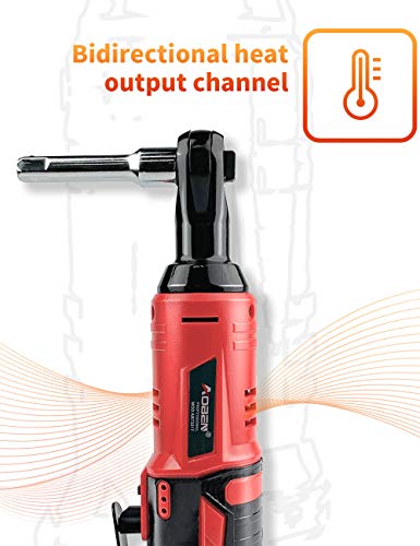 AOBEN Cordless Electric Ratchet Wrench Set 3/8" 12V with 2 Batteries - Brick Red