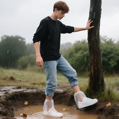20Pcs Shoe Covers for Rain Disposable - Waterproof Plastic Clear Heavy Duty Rain Shoe Covers for Men and Women - Rain Boot Cover for Outdoor Indoors Overshoes