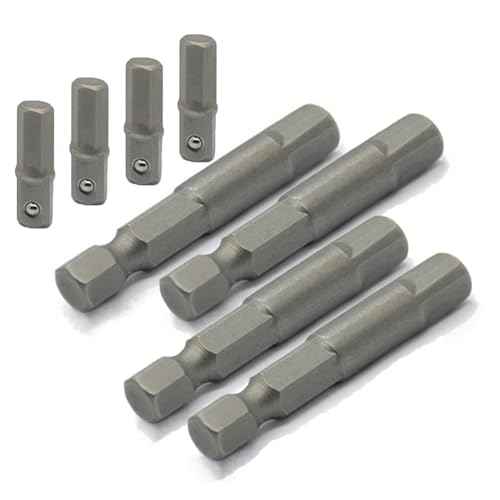 8 Pieces 1/4 Hex to 1/4 Socket Adapter, 1/4" Hex to Square Socket Bit Adapter,Power Tool Replacement Part Adapter Suitable for Drill Driver Socket Driver Electric and Pneumatic Drill