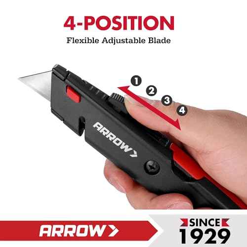 ARROW Retractable Box Cutter, Quick Change Utility Knife with Blade Storage Design, Heavy Duty Aluminum Razor Knife, Twine Cutter, 3 Extra SK2 Blades Included