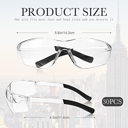 Queekay 30 Pairs Safety Glasses for Men Women Eyewear Protective Goggle Bulk Safety Glasses for Worker Laboratory Gardening