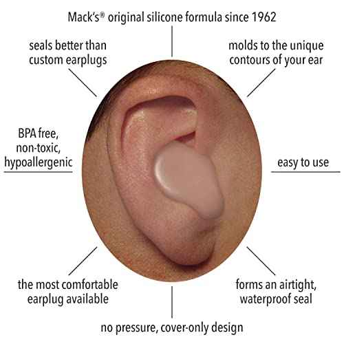 Mack's Snoozers Silicone Putty Earplugs - 6 Pair ? Comfortable, Moldable Silicone Ear Plugs for Sleeping, Snoring, Loud Noise & Traveling | Made in USA