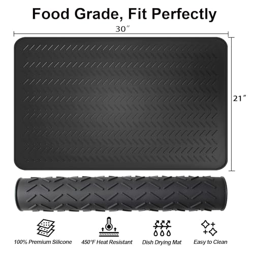 GUDEYIHE 30 x 21 Inch Thickened Silicone Stove Top Cover for Glass Electric Stovetops – XL Protection Mat, Black