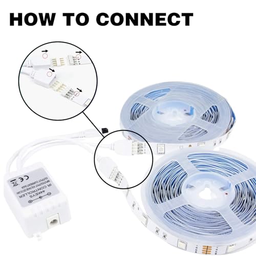 Ruirui RGB LED Strip Light Controller with Remote, 44 Keys, 2 Ports