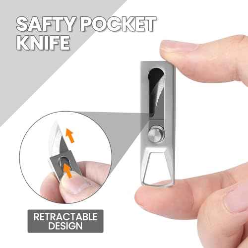 Small Keychain Knife, 2pcs Mini Keychain Box Cutter, Tiny Pocket Knives with Stainless Steel Blade, EDC Package Opener Safety Lock, Little Cutting Tool for Open Box, Cool Gadgets for Women Men