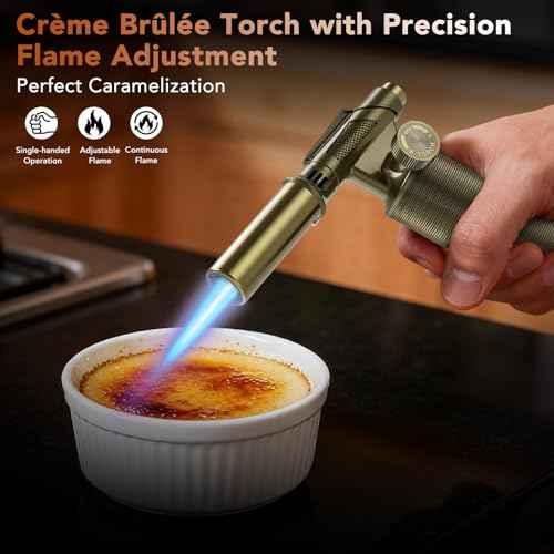 Butane Torch,Professional Metal Micro Torch, Waterproof and Windproof Blow Torch, Refillable & Adjustable Torch Lighter for Baking, Cooking, Welding (Butane Gas not Included)