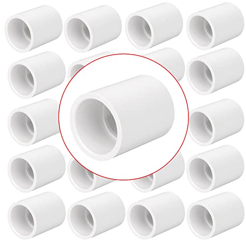 Lswteiz 3/4 Inch PVC Pipe Coupling Adapter Socket x Socket - Heavy Duty, White, 20 Pack