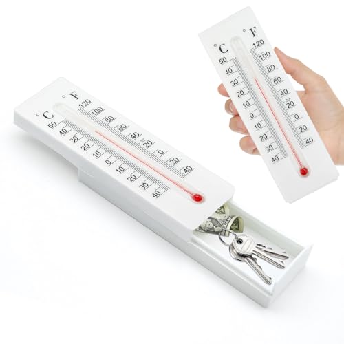 Dexspoeny Thermometer Key Lock Box - Waterproof Outdoor Hidden Safe for Keys & Valuables (1PCS)