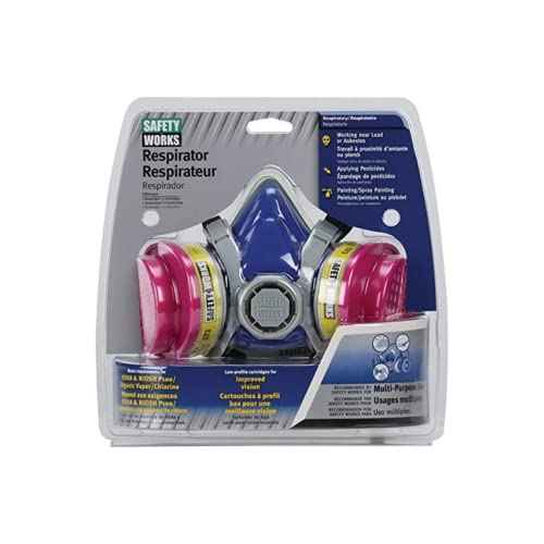 Safety Works SWX00320 Multi-Purpose Respirator Half-Mask Niosh Ov/AG/P100, Grey/Blue