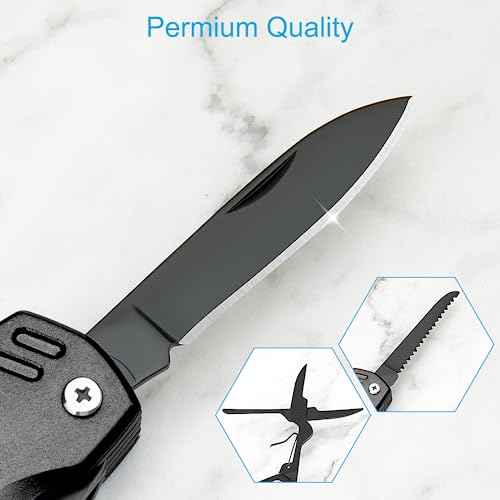 Multitool Knife, 16 in 1 Pocket Knife, Handmade Multi Tool Knife, Birthday Christmas Gift for Men Women Him Her Boyfriend Girlfriend Dad Husband, Black
