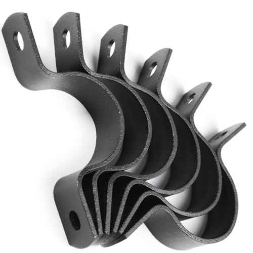 Black Durable U-Clamps Metal Pipe Clamps Double Hole Double Hole Pipe Strap DIY U-Bracket (Pack of 6) (1/2 INCH)