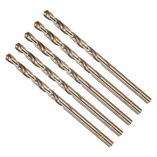 METALLIXITY Micro Drill Bit (#30) 5Pcs, 4341 High-Speed Steel Small Bits Straight Shank 135¡Æ Gold Finish for Copper Aluminum Wood Plastic Medium Hard Metal