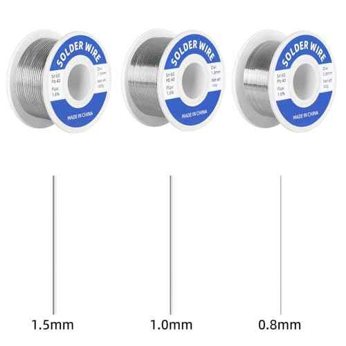 60-40 Tin Lead Rosin Core Solder Wire for Electrical Soldering, Electronics Repair, DIY Projects, With Soldering Tip Cleaner (1.5mm-50g)