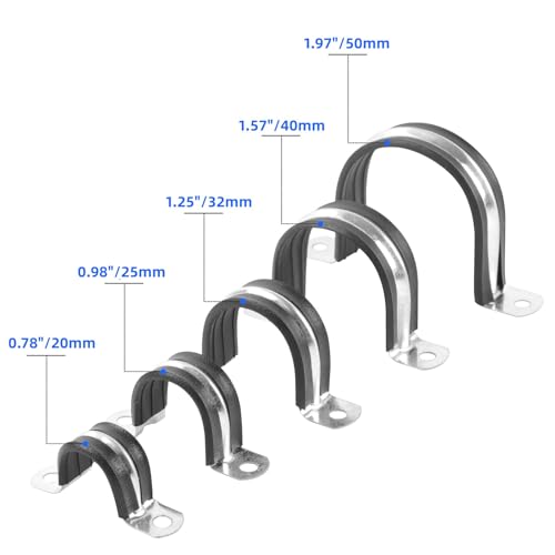 JDHGSHL 1 Inch Reinforced Rigid Pipe Clamp Set - 10 PCS, Stainless Steel with Rubber Cushions