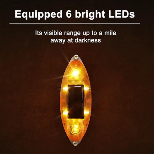 Aolyty Solar Strobe Warning Light Outdoor, Bright Solar Safety Flashing Light 4 Pack Road Signs IP54 Waterproof for Construction Site, Traffic, Dock, Marine, Stop Sign (Blue)