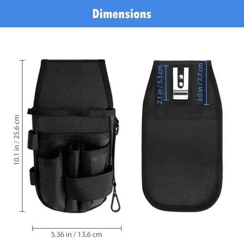 KENOBE 5-Pockets Tool Pouch, Black Tool Pouch Organization, Heavy-Duty Electrician Tool Pouches for Electrician, Carpenter, Construction, Technician, Side Belt Pouch, Small Electrician Holster