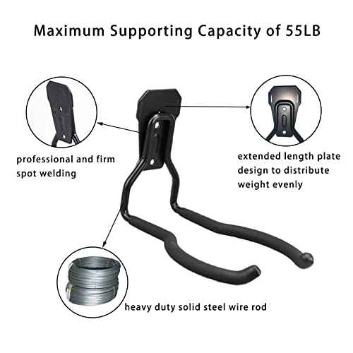 JuforminWeedeater Hanger, String Trimmer Hanger, Weed Eater Rack, Garage Wall Hooks, Power Tool Holder for Garage Wall, Utility Hooks for Garage Tool Organizers and Storage Black-4 Pcs