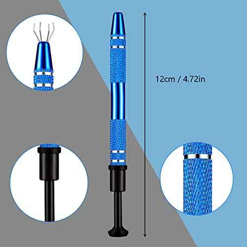 Piercing Ball Grabber Tool Pick Up with 4 Prongs Holder Diamond Claw Tweezers for Small Parts Pickup IC Chips Gems Prong Tweezer Jewelry Making Tool Accessory Nails Clamping(3 Pieces)