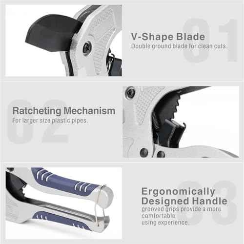 iCrimp Ratcheting PEX Tubing Cutter for PVC, CPVC, PERT, PPR, PEX Pipes, up to 1-3/4 inch Plastic Pipes