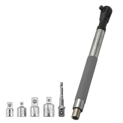Offset Extension Wrench Impact, 2025 New Upgrade Electric Ratchet Wrench, Impact Wrench Extender for Socket Sets, 1/2-Inch Electric Drill Adapter, 4 Conversion Adapters,Slim Design for Tight Spaces
