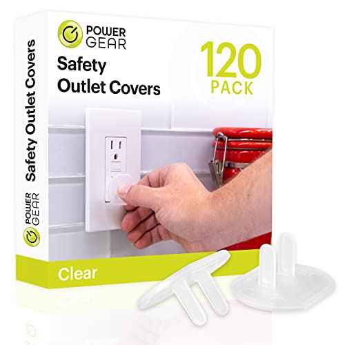 Power Gear Outlet Covers Baby Proofing Child Proof Plug Covers for Electrical Outlets Easy Install Outlet Plug Covers UL Listed Shock Prevention Clear 54614 120 Count