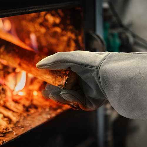 Leather Welding Gloves for Men or Women, Fire and Heat Resistant gloves for Stick,Tig,Mig,Fireplace,BBQ,Oven,Grill,Wood Stove,Animal Handling Gloves,Bite Proof for Cat or Dogs,Welders Gifts
