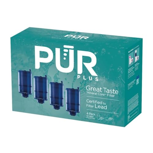 PUR PLUS Faucet Mount Replacement Filter 4-Pack, Genuine PUR Filter, 3-in-1 Powerful, Natural Mineral Filtration, Lead Removal, 1-Year Value, Blue (RF99994)