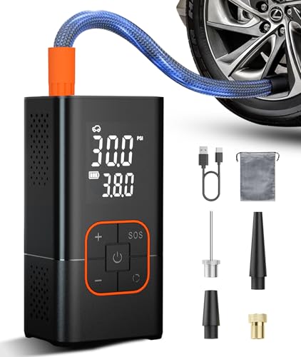 Orange Portable Tire Inflator Air Compressor 150 PSI Electric Pump with Gauge