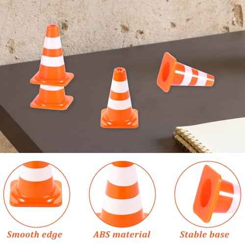 Mini Traffic Signs 50pcs Miniature Traffic Cones Barricades Signs Traffic Scene Roadblock Cones Road Sign Models Early Educational Cognitive Safety Cones for Street Signs Training Party Sports
