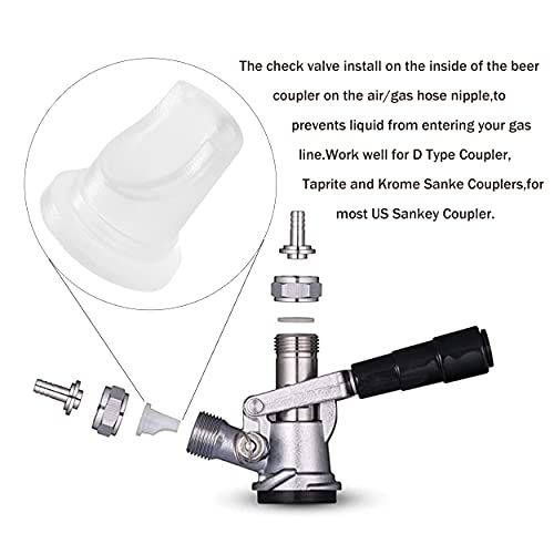 LitKiwi 5-Pack Beer Keg Coupler Check Valve & 5-Pack Washer Gaskets for Sankey D Type