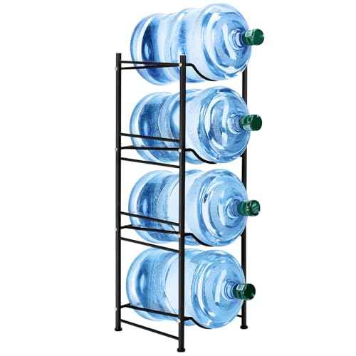 SEHERTIWY 5 Gallon Water Cooler Jug Rack, 4 Tier Detachable Water Bottle Storage Rack, Heavy Duty Water Bottle Organization for Home, Office