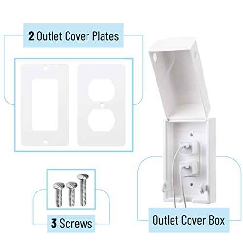 Bates - Baby Safety Outlet Cover Box, Outlet Covers Baby Proofing, Plug Covers for Electrical Outlets, Socket Covers for Outlets, Child Proof Outlet Cover, Outlet Box Cover