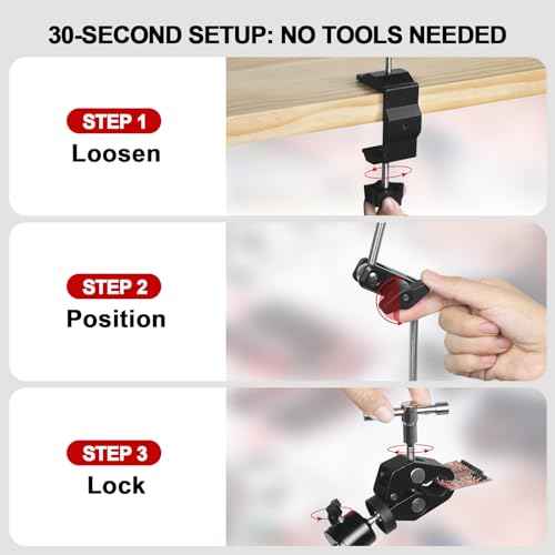 Helping Hands Soldering Clamp with 16" Flexible Arm, 360¡Æ Rotating Bracket- Adjustable Clamps for Hold Hot Air Guns, PCB, Welding, DIY, Repairs, and Craft Projects