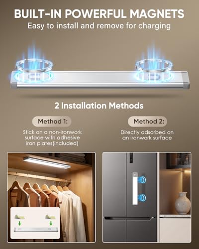 MCGOR 10-Inch Wireless Under Cabinet Light with Motion Sensor - Silver, 5 Pack