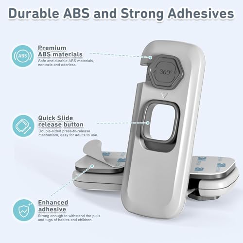 Rectangle 2 Pack Child Safety Fridge & Freezer Door Locks with 3M Adhesive - Baby and Pet Proof